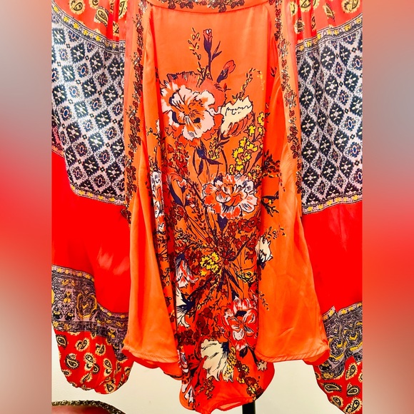 Free People Boho Floral Balloon Sleeve Top in Red, Size XS - Picture 8 of 12